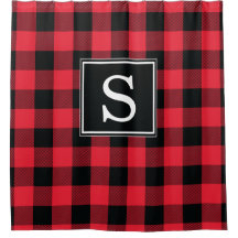 Red Buffalo Check Monogramme Douche Rideau