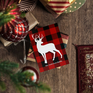 Red Buffalo Plaid & Deer   Nom personnel Cadeau