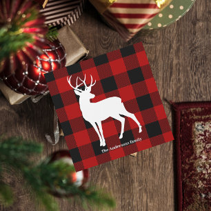 Red Buffalo Plaid & Deer   Nom personnel Cadeau