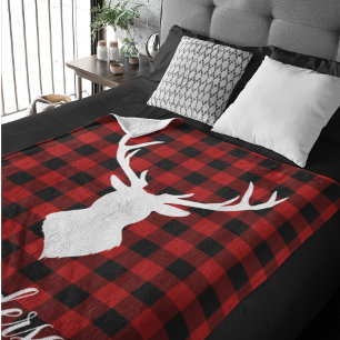 Red Buffalo Plaid & Deer Nom personnel Cadeau