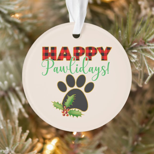Red Buffalo Plaid Empreinte de patte Christmas (Arbre)