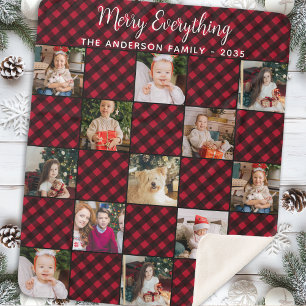 Red Buffalo Plaid Family Christmas Photo Collage