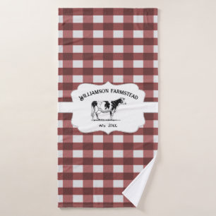 Red Buffalo Plaid Farm Vache Serviette ensemble