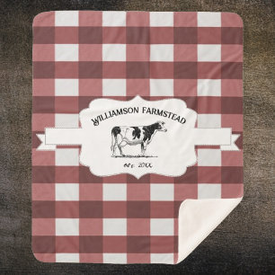 Red Buffalo Plaid Farm Vache Sherpa Blanche
