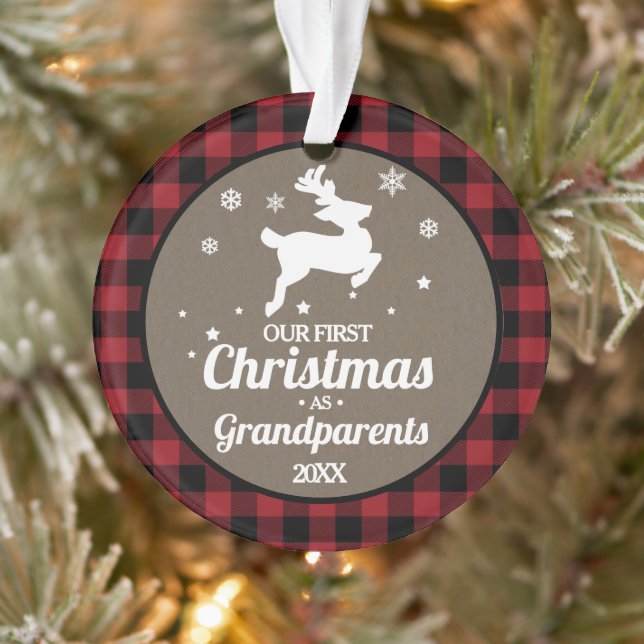 Red Buffalo Plaid Grand-parents 1er Noël (Arbre)