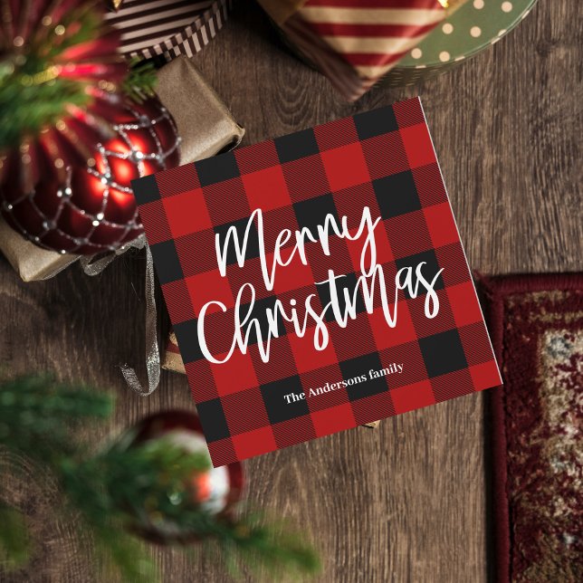 Red Buffalo Plaid & Joyeux Noël |Nom personnel (Créateur téléchargé)