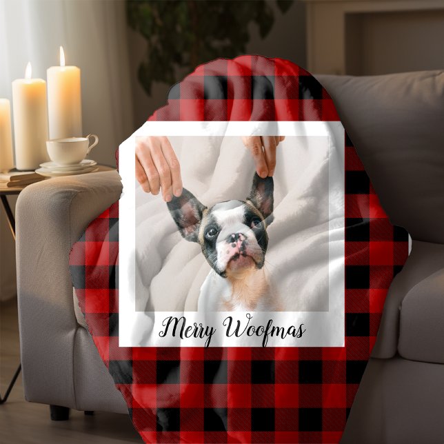 Red Buffalo Plaid & Joyeux Woofmas Avec Photo Chie (Créateur téléchargé)