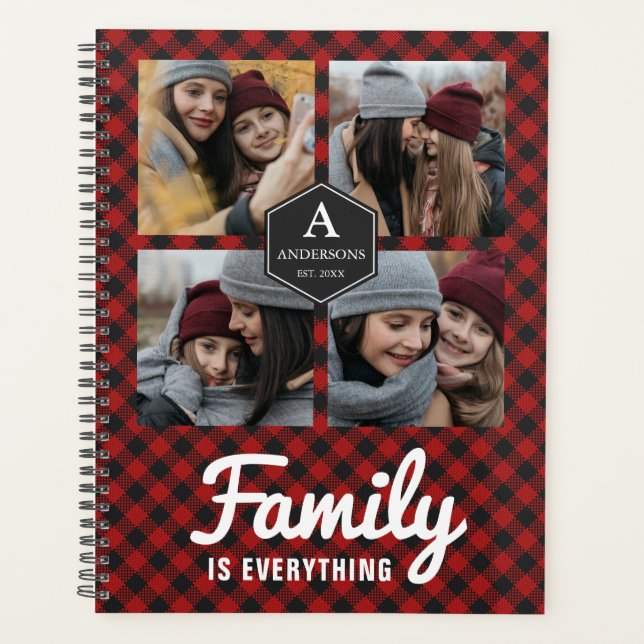 Red Buffalo Plaid Lumberjack Family Photo Collage (Devant)