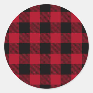 Red Buffalo Plaid Motif sur Sticker Rustique Noir