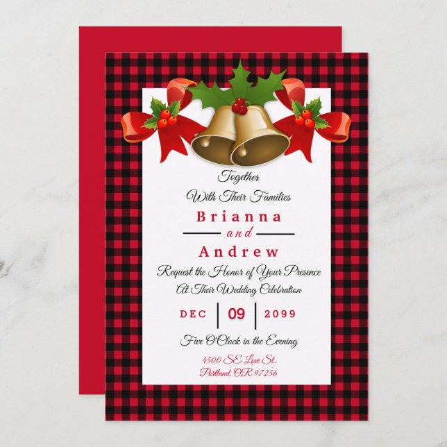 Red Buffalo Plaid Noël Mariage (Devant / Derrière)