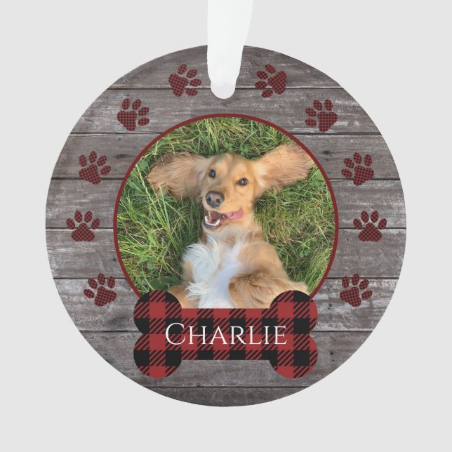Red Buffalo Plaid Wood Empreintes de pattes Animau (devant)