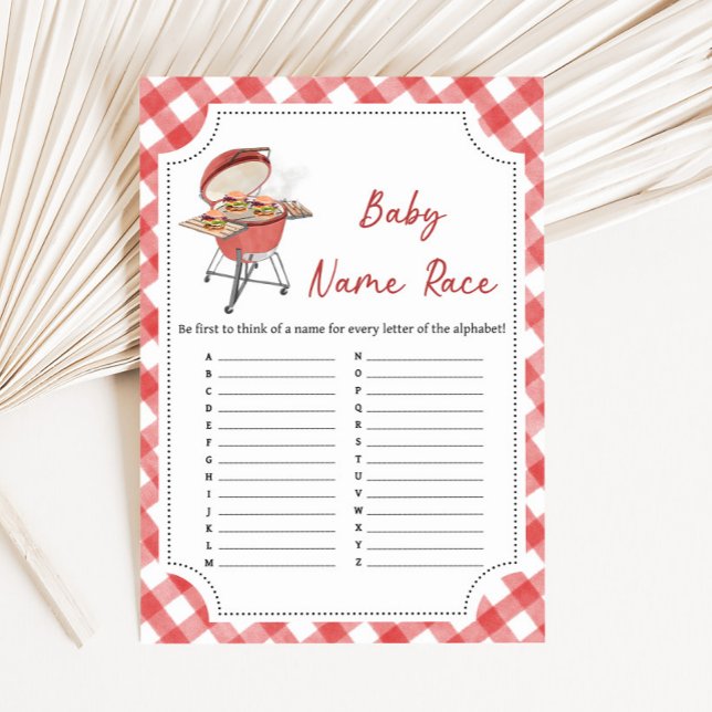 Red Burger BBQ Baby Shower Baby Name Race Game (Burger BBQ Baby Shower Game)