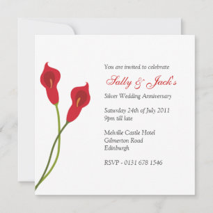 Red Calla Lilies Anniversaire Fête Invitation