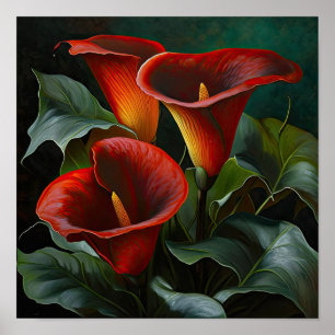 Red Calla Lilies Lily Art Imprimer Poster