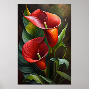 Red Calla Lilies Lily Art Imprimer Poster