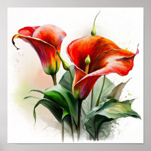 Red Calla Lilies Lily Art Imprimer Poster