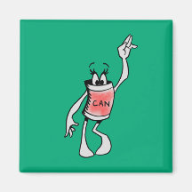 Red Can Creature Square Magnet