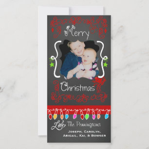 Red Chalkboard Joyeux Noël Carte photo