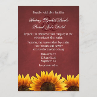 Red Chalkboard Sunflower Invitations de mariage