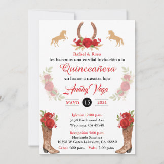 Red Charro Invitation, Invitation Occidentale Mexi