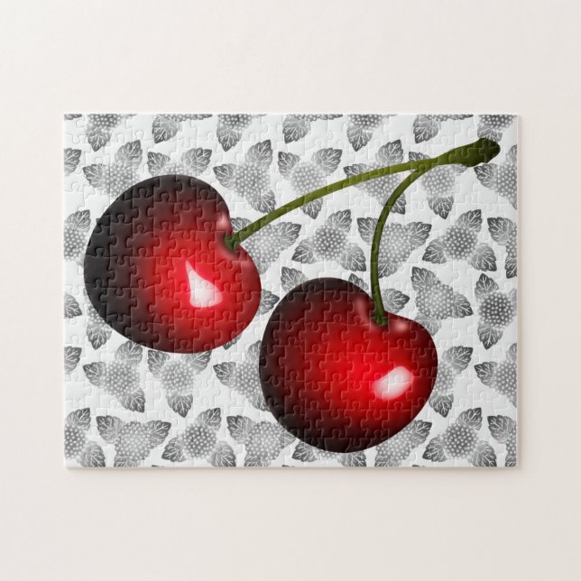 Red Cherry Jigsaw Puzzle Sweet Cherries Cadeau (Horizontal)