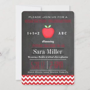 Red Chevron /Apple Enseignant Invitation de gradua