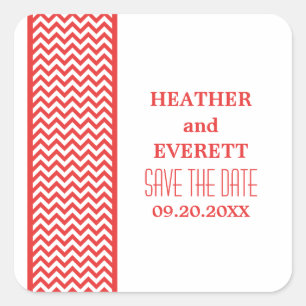 Red Chevron Bordure Enregistrer les stickers Date