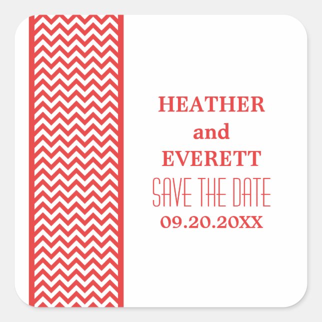 Red Chevron Bordure Enregistrer les stickers Date (Devant)