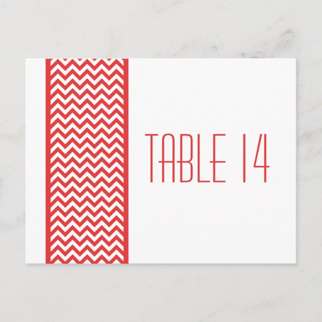 Red Chevron Bordure Numéro de table Carte postale (Devant)