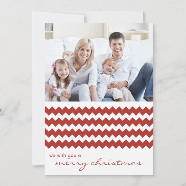 Red Chevron Chic Family Holiday Carte Appartement (Devant)