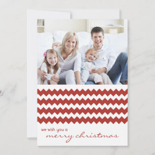 Red Chevron Chic Family Holiday Carte Appartement
