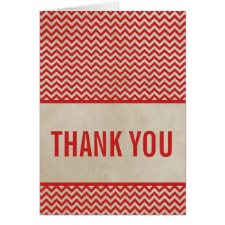 Red Chic Chevron Carte de remerciements