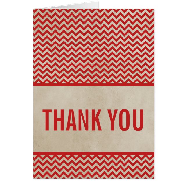 Red Chic Chevron Carte de remerciements (Devant)