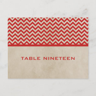 Red Chic Chevron Numéro de table Carte postale