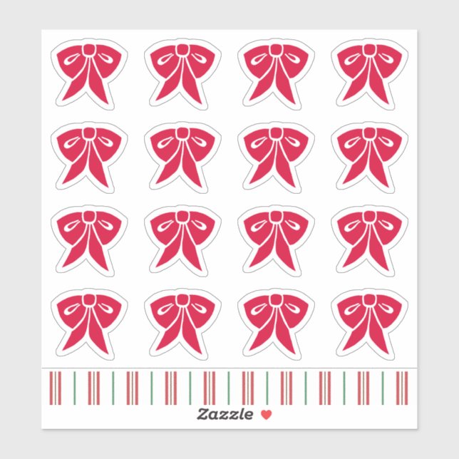 Red Christmas Bow Stickers (Feuille)