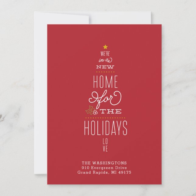Red Christmas Card Moving Faire-part Nouvelle adre (Devant)
