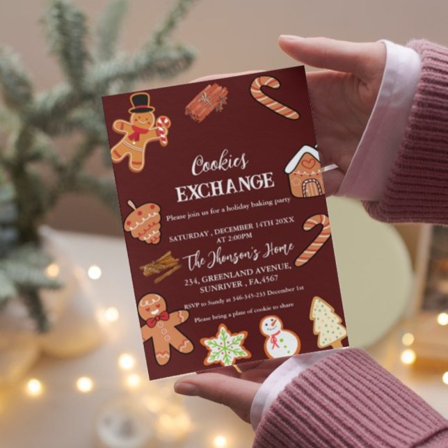 Red Christmas Cookies Exchange Party Invitation (Créateur téléchargé)
