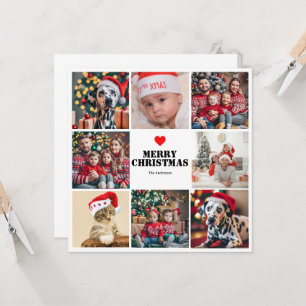 Red Christmas Family 8 Photo Collage Carte de vaca