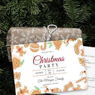 Red Christmas Gingerbread Fête Invitation