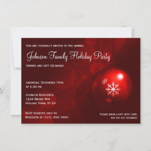 Red Christmas Ornament Fête Invitations