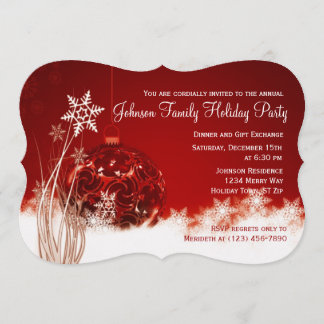 Red Christmas Ornament Fête Invitations