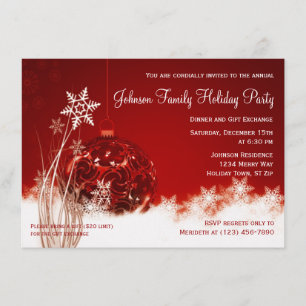 Red Christmas Ornament Fête Invitations