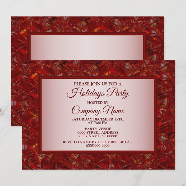 Red Christmas Party Elegant Holiday Invitation (Devant / Derrière)
