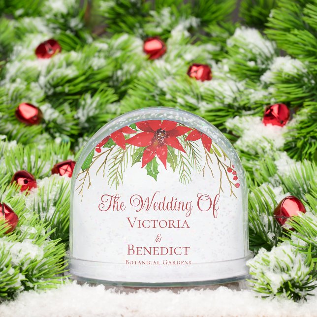 Red Christmas Poinsettia Holiday Photo Wedding (Noël)