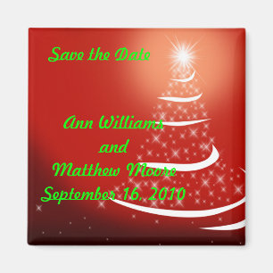 Red Christmas Save the Date Magnet