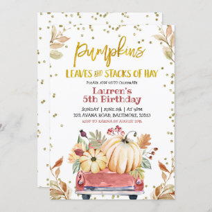 Red Citrouille Camion Farm Invitation d'anniversai