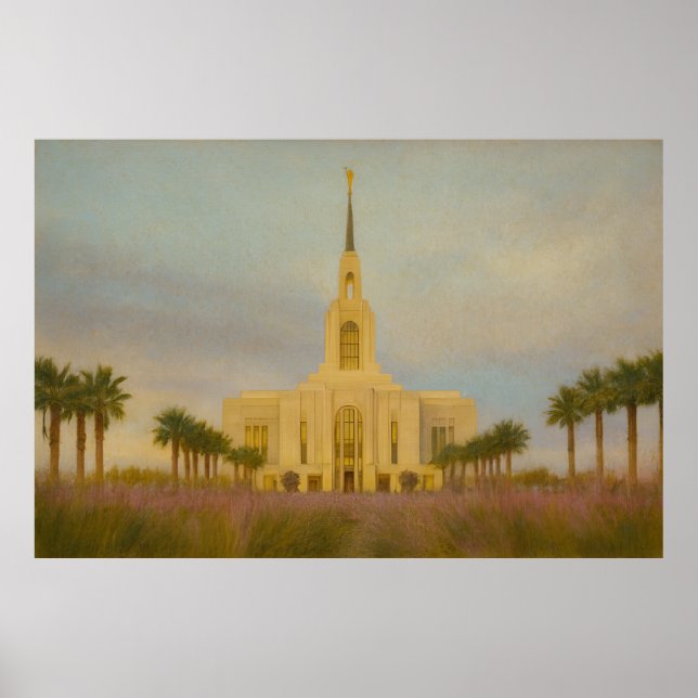 Red Cliffs Utah Temple Painting™ LDS Art Poster (Devant)
