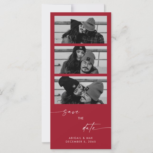 Red Collage B/W Photo Long Wedding Enregistrer la  (Devant)