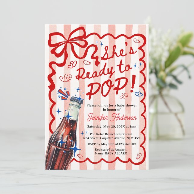 Red Coquette She is Ready to POP Invitation (Debout devant)