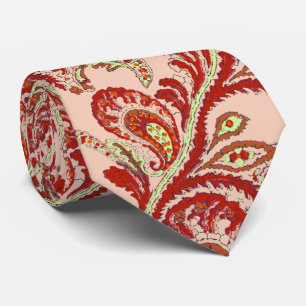 Red Coral Lime Paisley Cravate Mariage